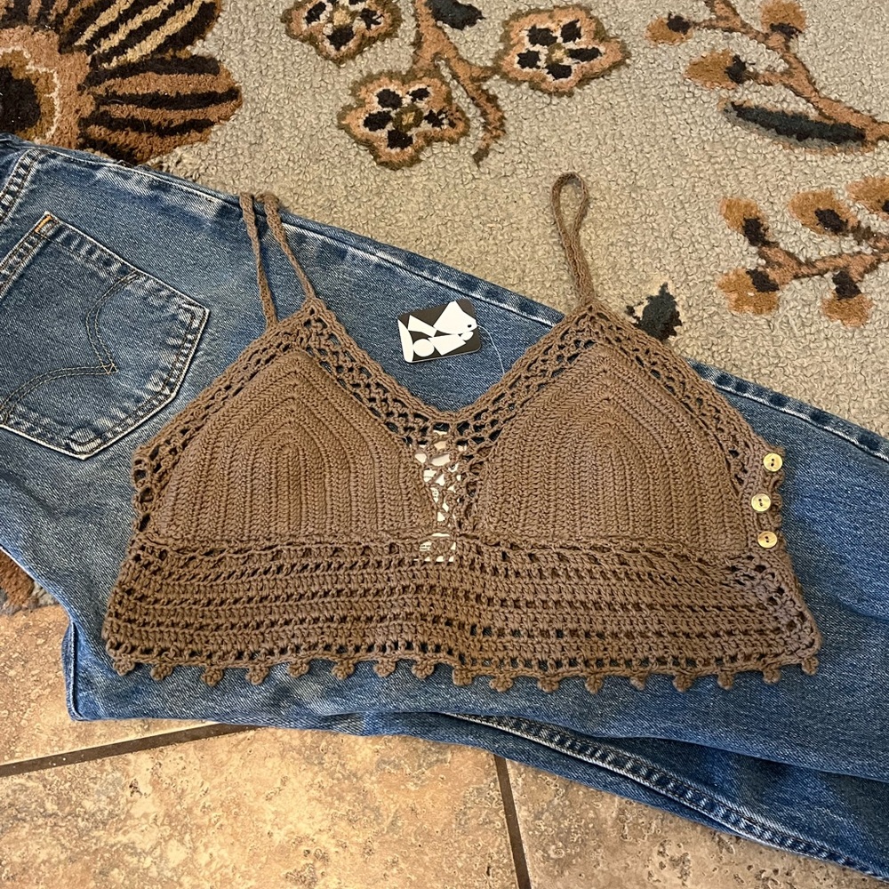 Ecoté Crochet Knit Boho Hippie Festival Beach Tank Top Vacation Surf 🌊